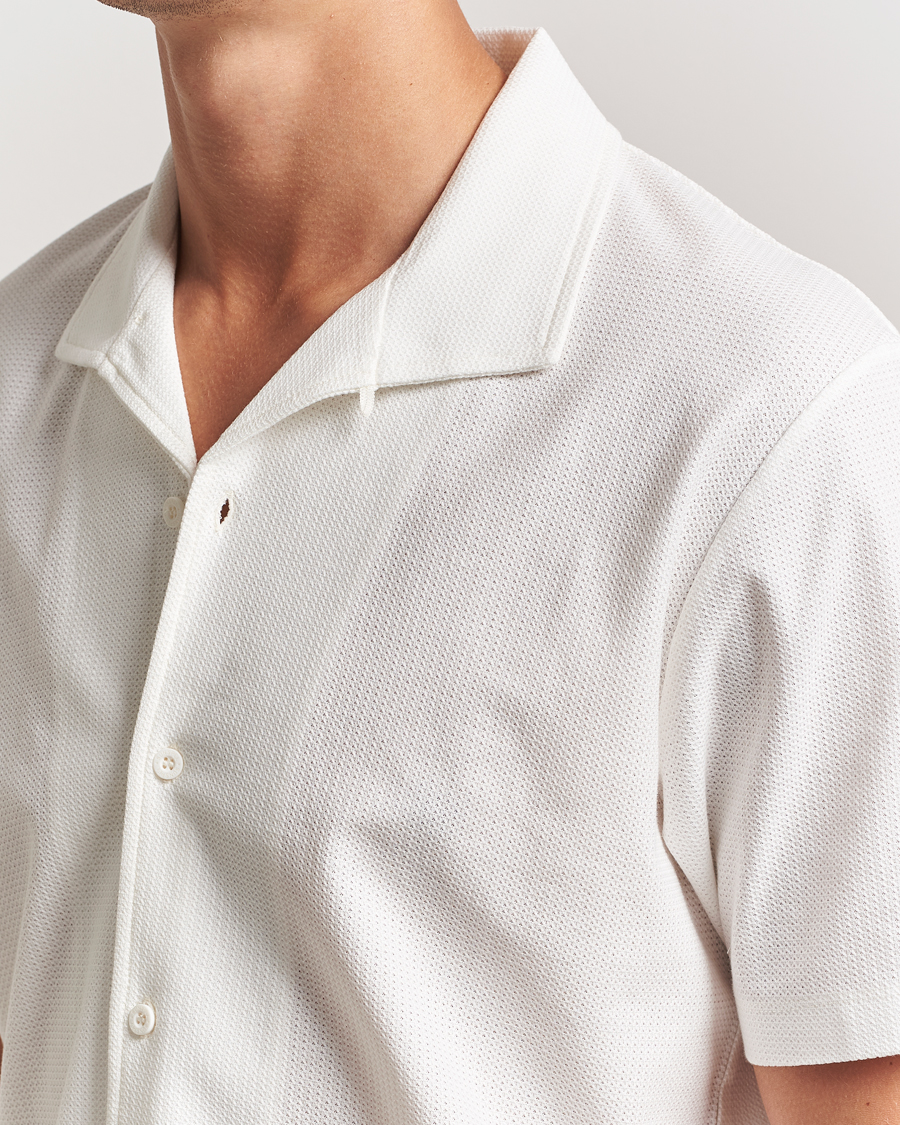 Herren | Hemden | Sunspel | Open Collar Mesh Shirt Ecru