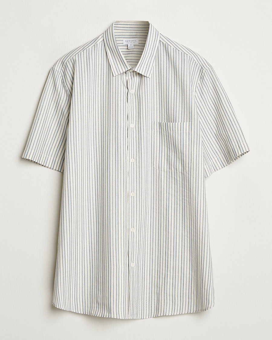 Herren | Hemden | Sunspel | Vintage Stripe Shirt Ecru/Denim