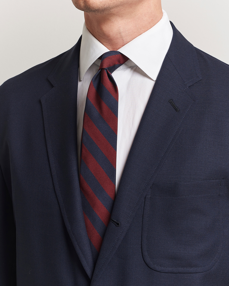 Herren | Krawatten | Kamakura Shirts | Vintage Ivy Regimental Stripe Silk Tie Navy/Burgundy
