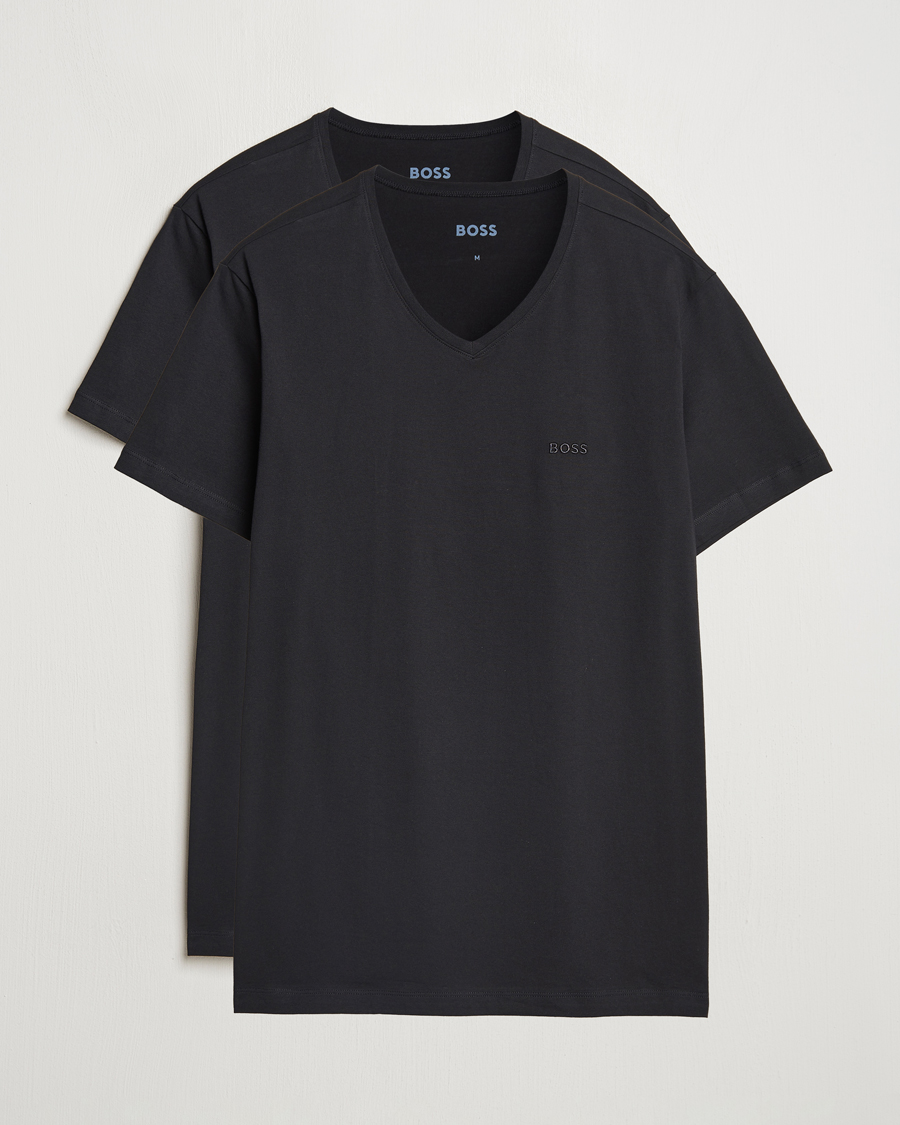 Herren | T-Shirts | BOSS BLACK | 2-Pack Relaxed Fit V-Neck T-Shirt Black
