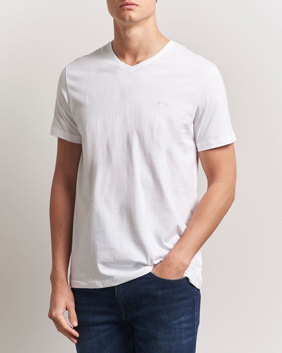 Herren | T-Shirts | BOSS BLACK | 2-Pack Relaxed Fit V-Neck T-Shirt White