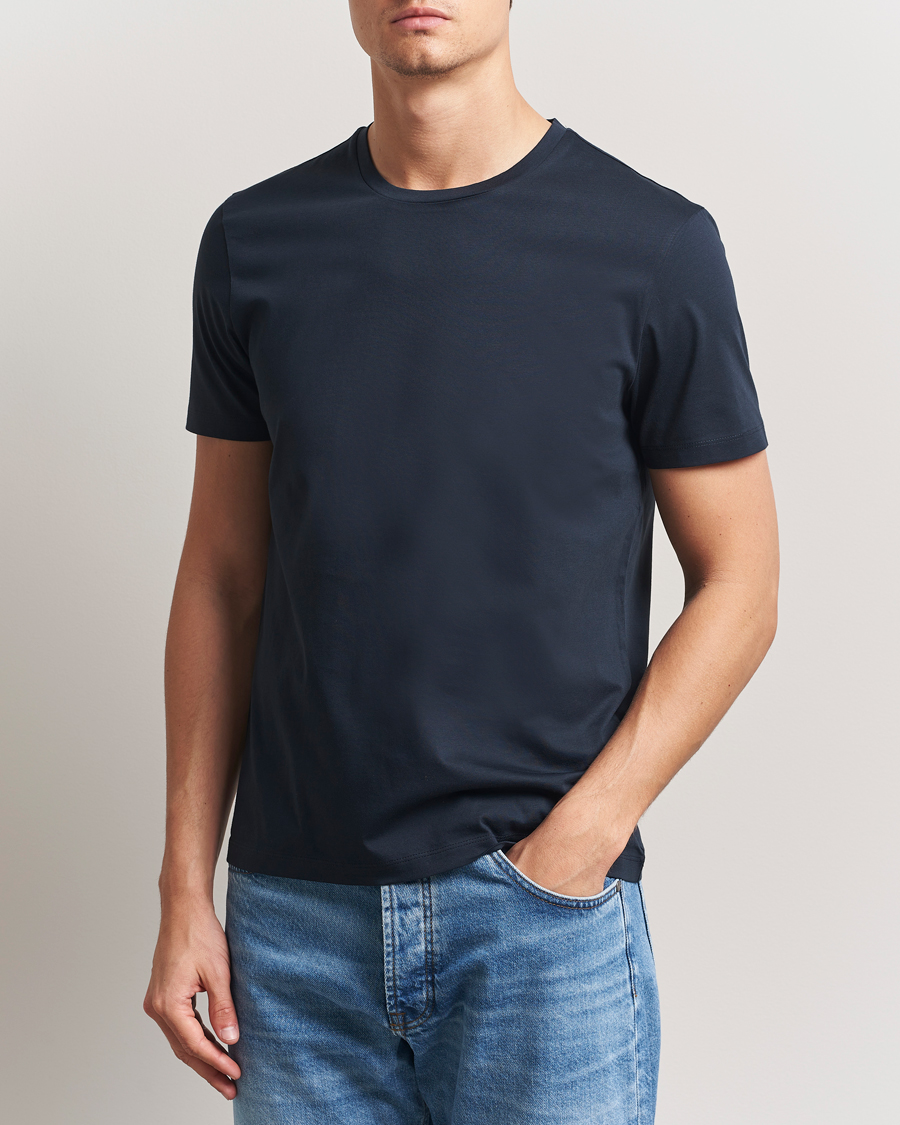 Herren | T-Shirts | BOSS BLACK | Tessler Mercerized Crew Neck T-Shirt Dark Blue