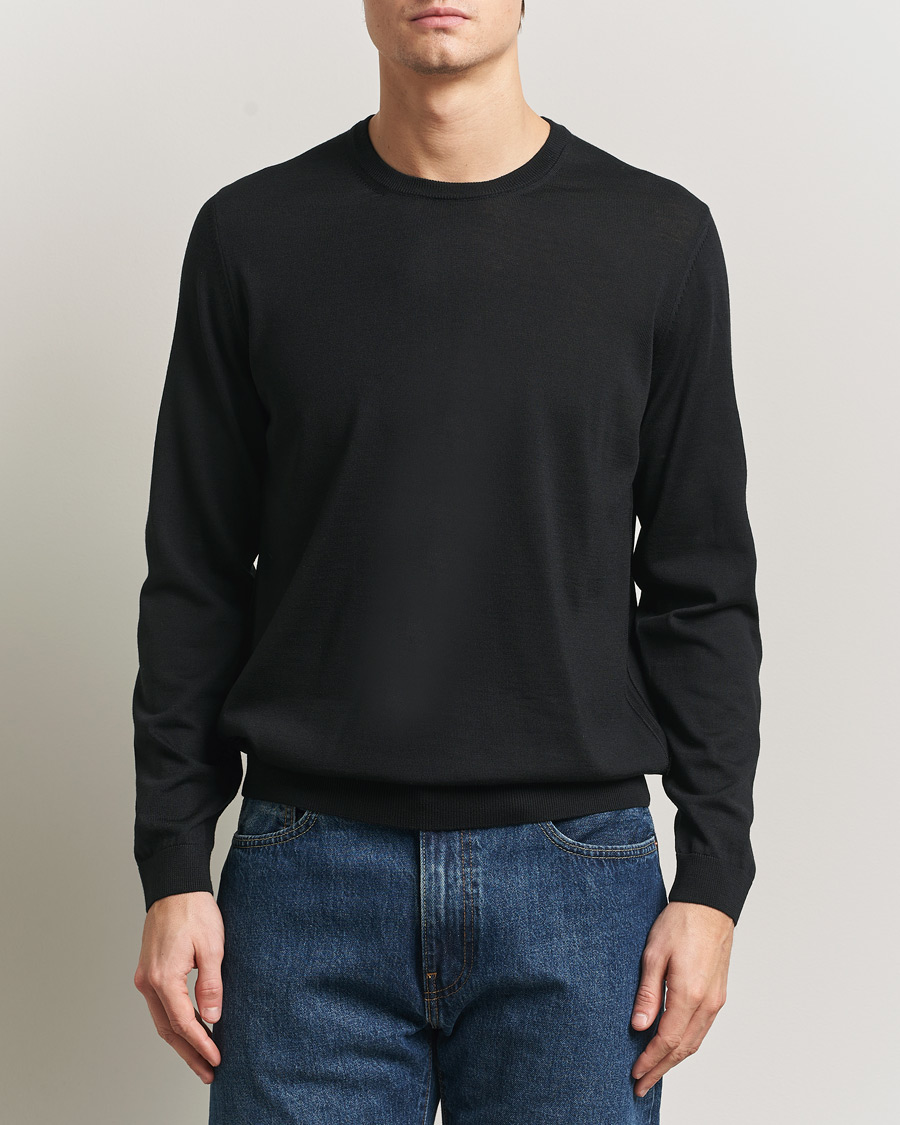 Herren | Pullover | BOSS BLACK | Leno Wool Crew Neck Pullover Black