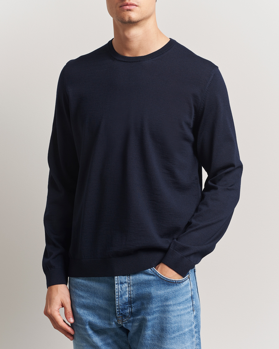 Herren | Pullover | BOSS BLACK | Leno Wool Crew Neck Pullover Dark Blue