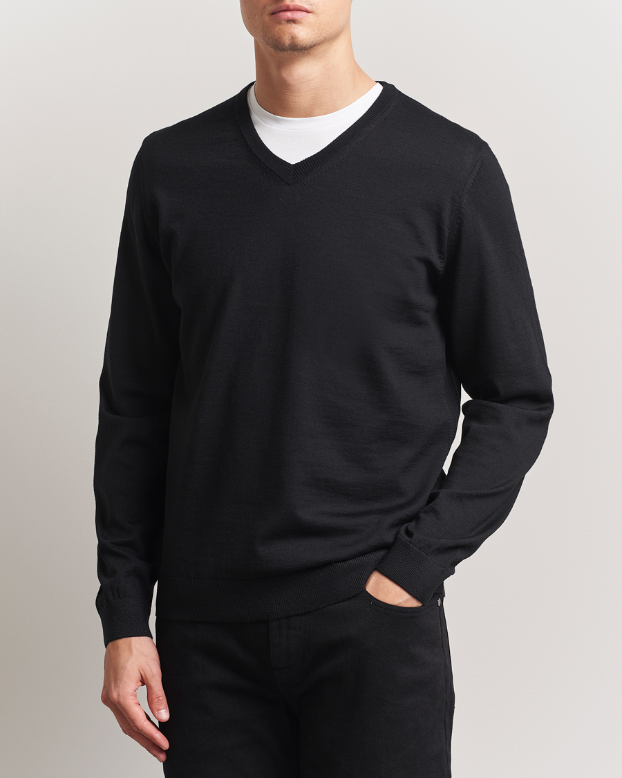 Herren | Pullover | BOSS BLACK | Melba Wool V-Neck Pullover Black