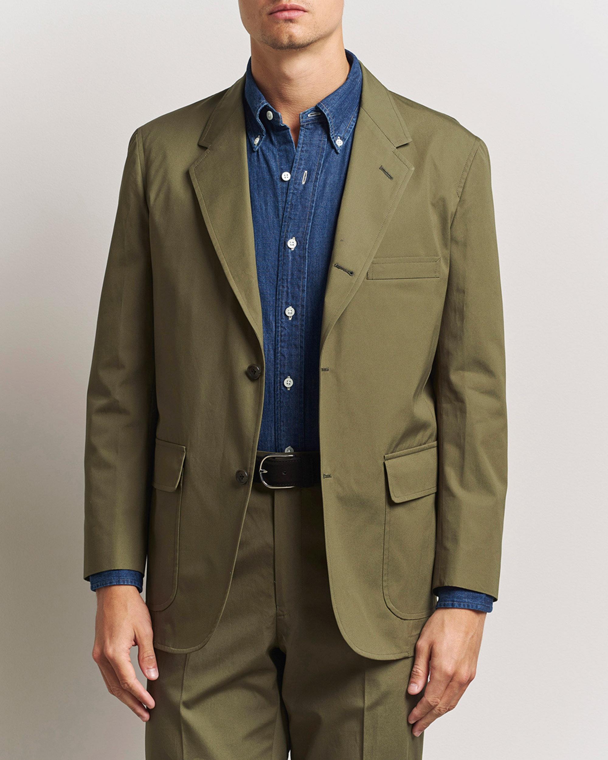 Herren | Sakkos | Kamakura Shirts | Cotton Ivy Jacket Olive