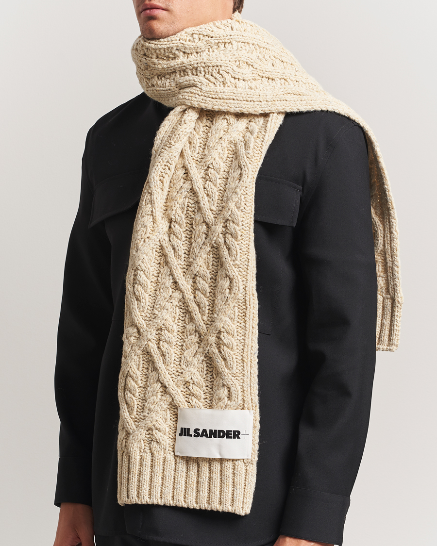 Herren | Schals | Jil Sander | Wool Donegal Cable Scarf Natural