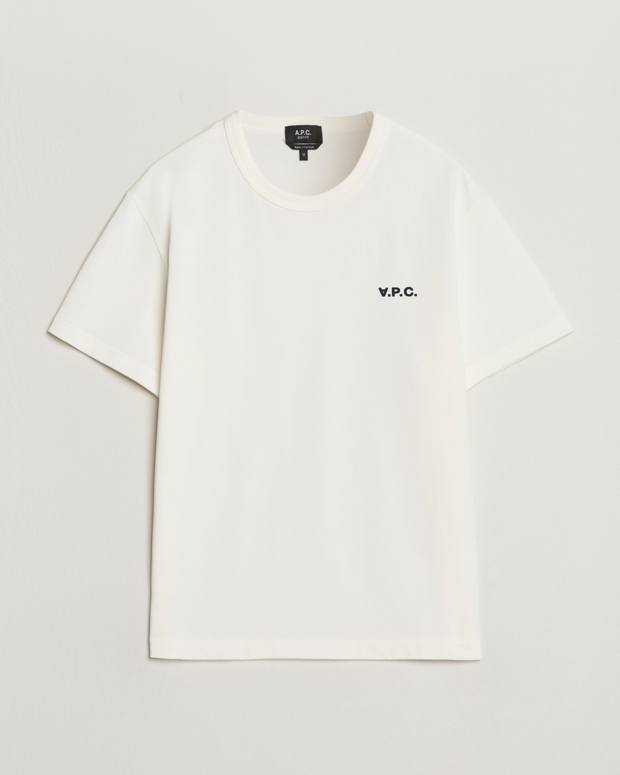 Herren | T-Shirts | A.P.C. | Boxy Fit Petit VPC T-Shirt White/Dark Navy