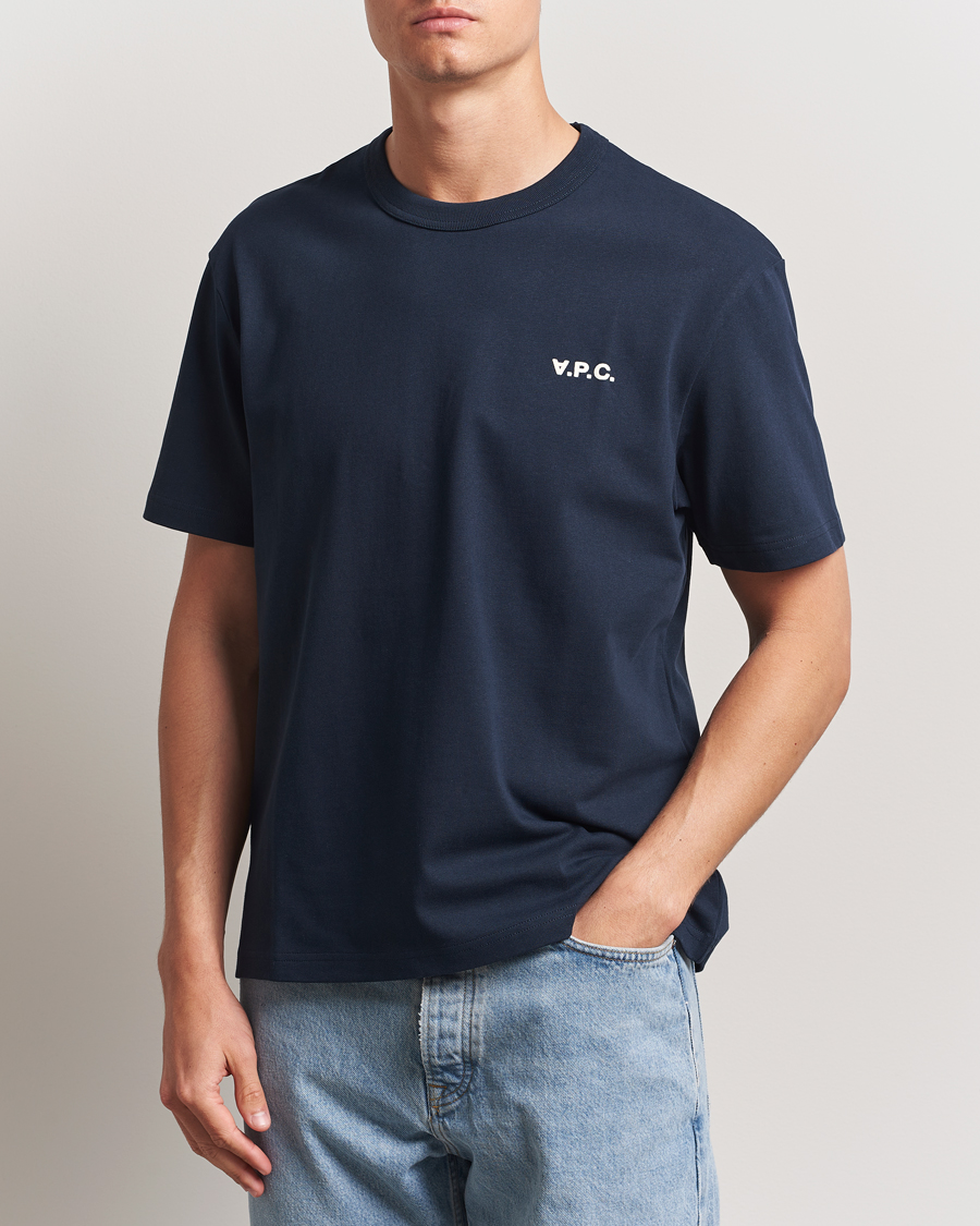 Herren | T-Shirts | A.P.C. | Boxy Fit Petit VPC T-Shirt Dark Navy/Ecru