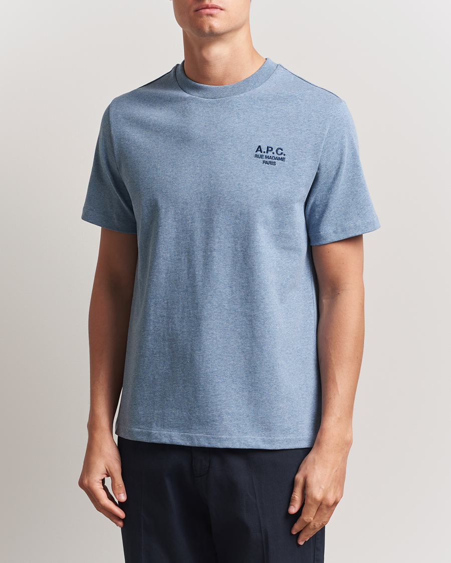 Herren | T-Shirts | A.P.C. | Rue Madame T-Shirt Blue Melange/Navy