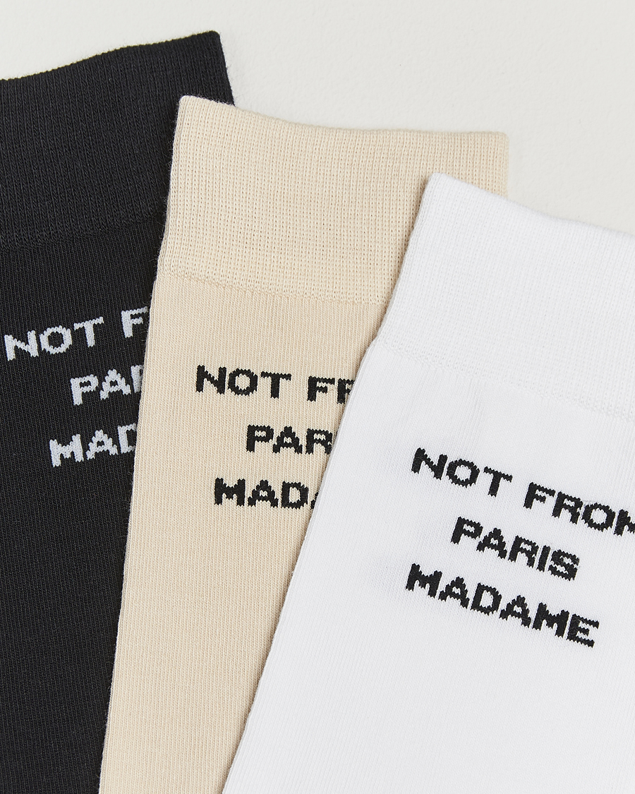 Herren | Unterwäsche | Drôle de Monsieur | 3-Pack Slogan Socks Black/White/Mastic