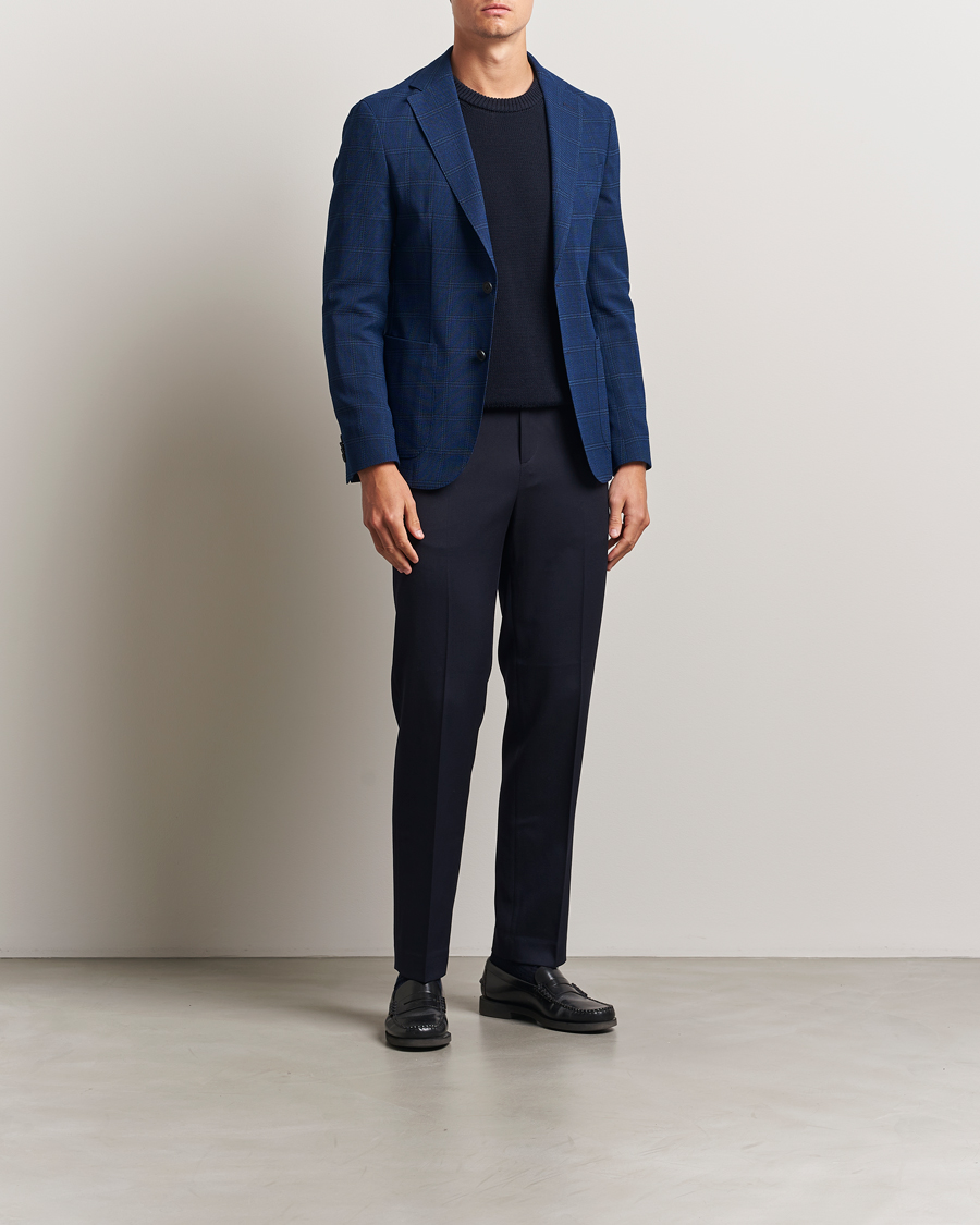Herren | Sakkos | BOSS BLACK | Hanry Wool Checked Blazer Dark Blue