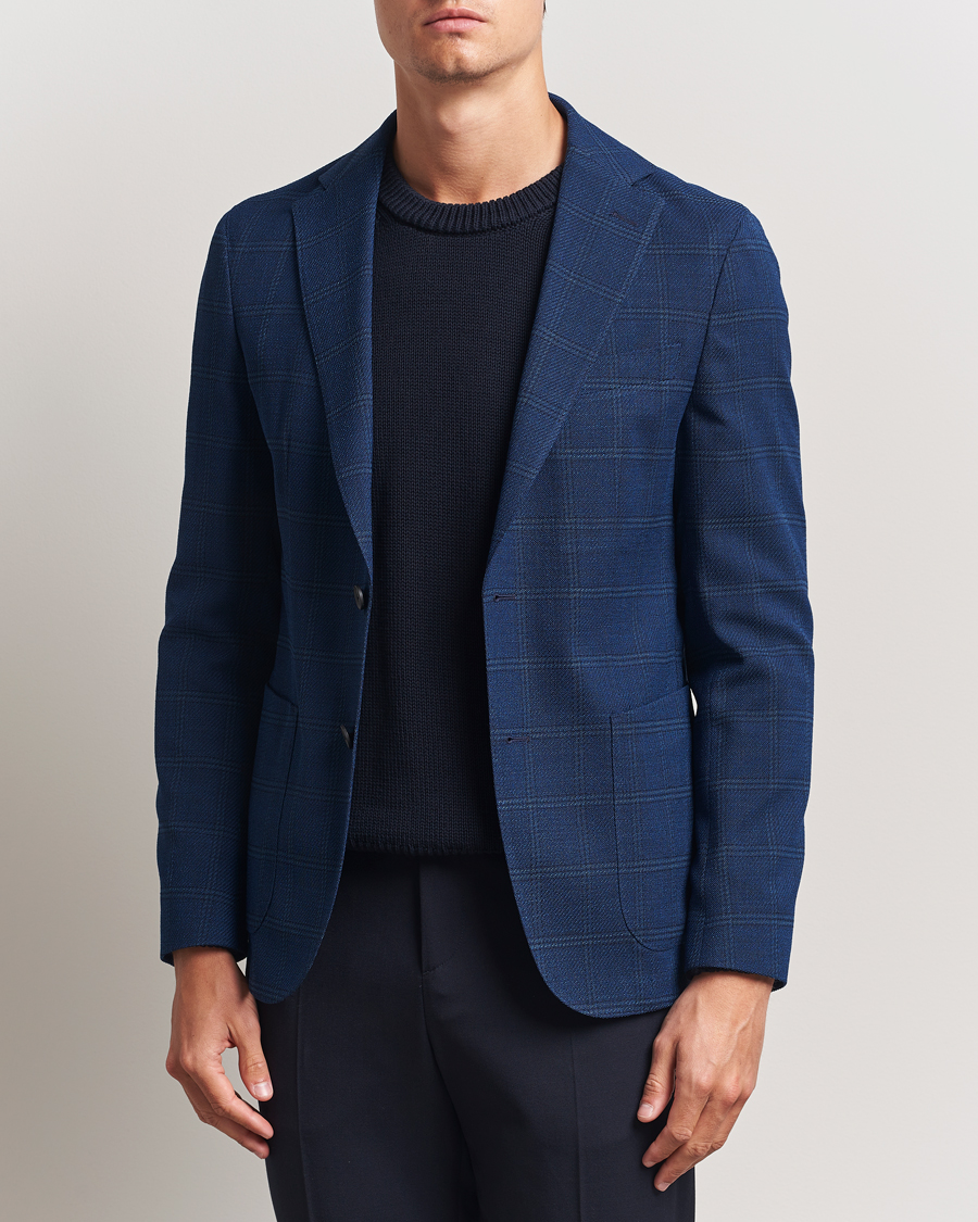 Herren | Sakkos | BOSS BLACK | Hanry Wool Checked Blazer Dark Blue