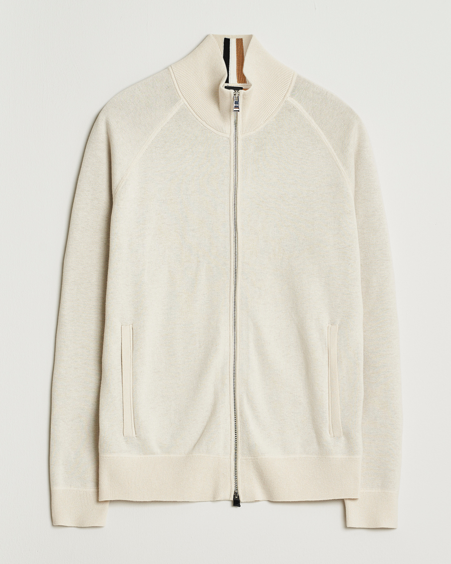 Herren | Pullover | BOSS BLACK | Idino Knitted Full Zip Open White