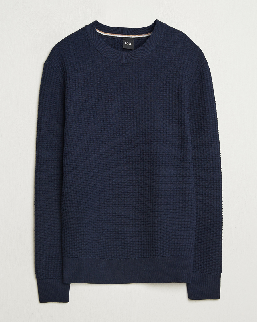 Herren | Pullover | BOSS BLACK | Imberto Structured Knitted Sweater Dark Blue
