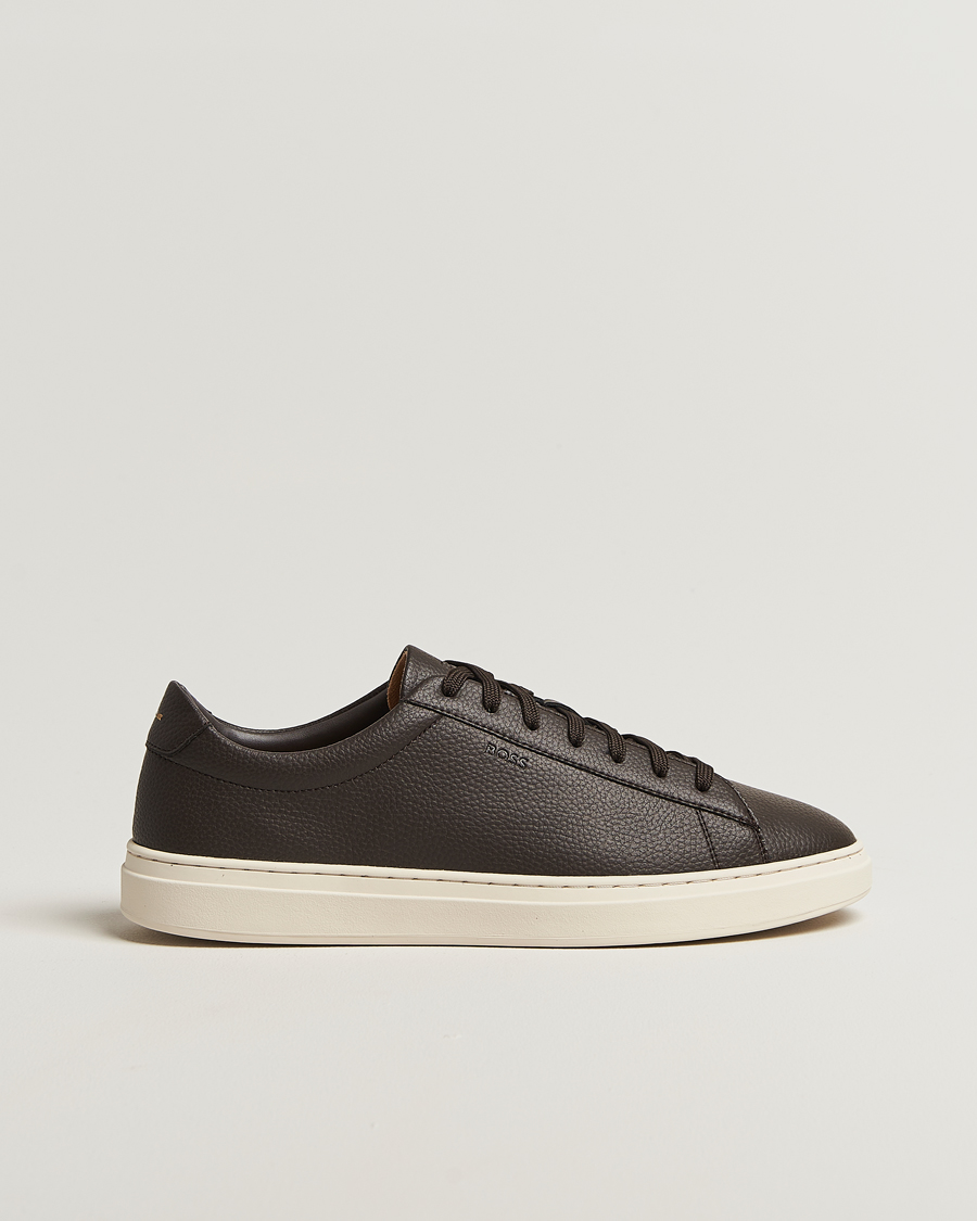 Herren | Sneaker | BOSS BLACK | Kieran Grained Leather Sneaker Dark Brown