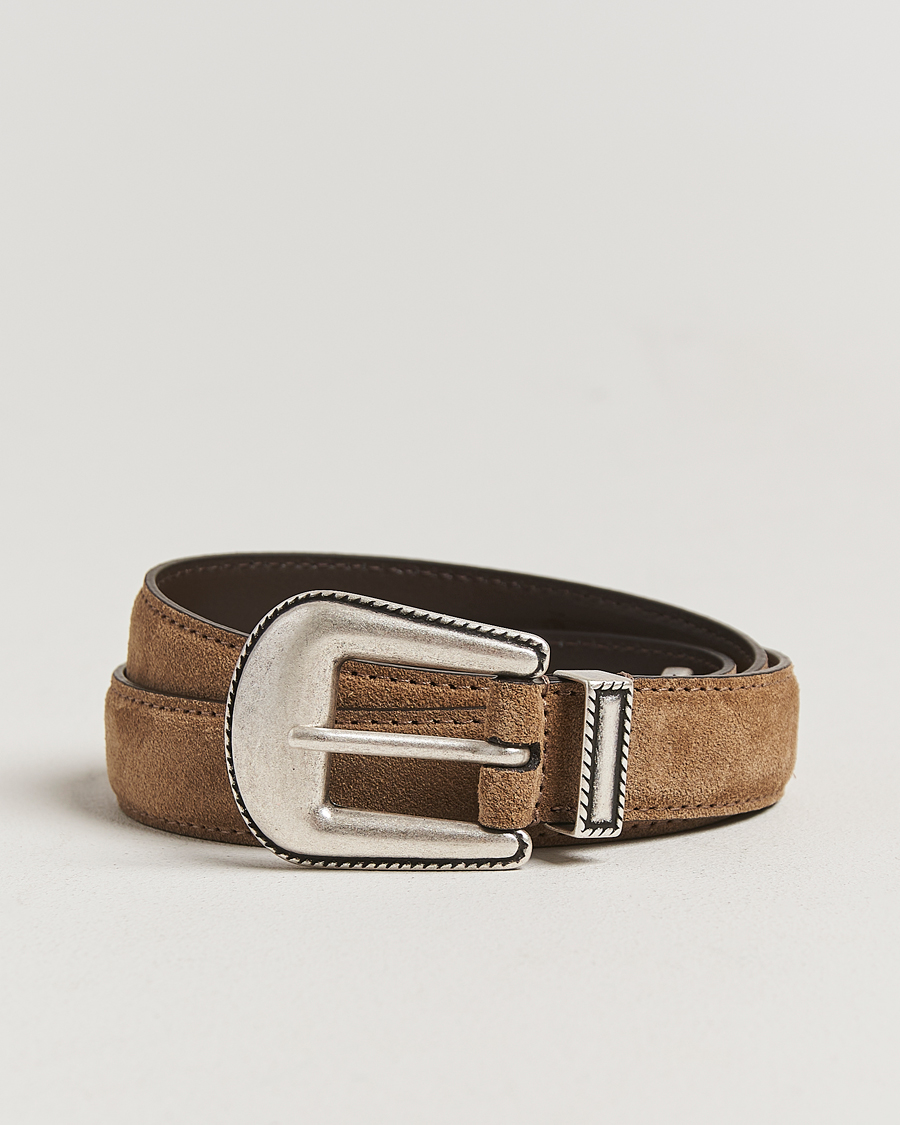 Herren | Gürtel | Anderson's | Western Suede Belt 2,5 cm Taupe
