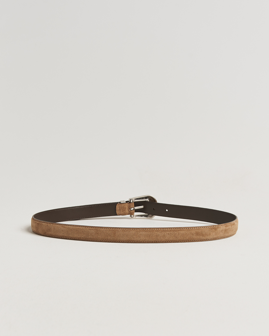 Herren | Gürtel | Anderson's | Western Suede Belt 2,5 cm Taupe
