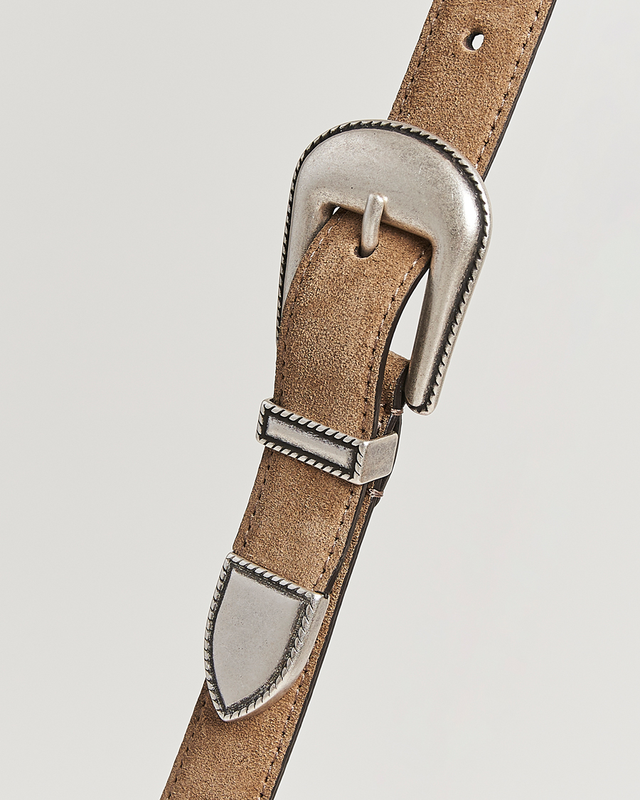 Herren | Gürtel | Anderson's | Western Suede Belt 2,5 cm Taupe