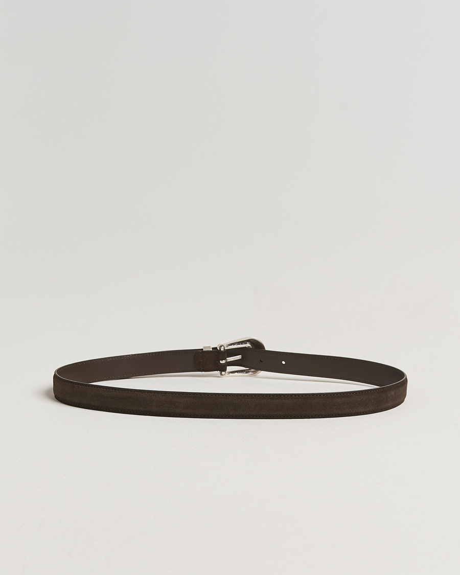 Herren | Gürtel | Anderson's | Western Suede Belt 2,5 cm Dark Brown