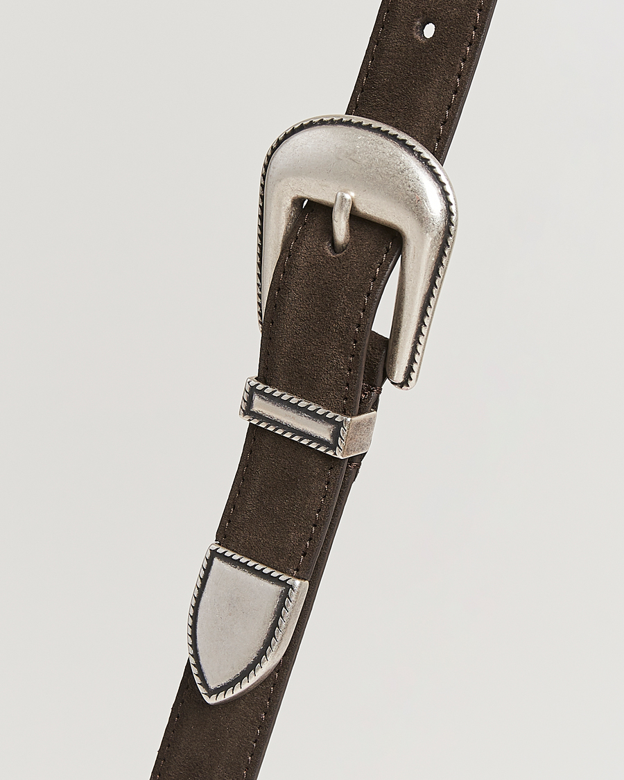 Herren | Gürtel | Anderson's | Western Suede Belt 2,5 cm Dark Brown