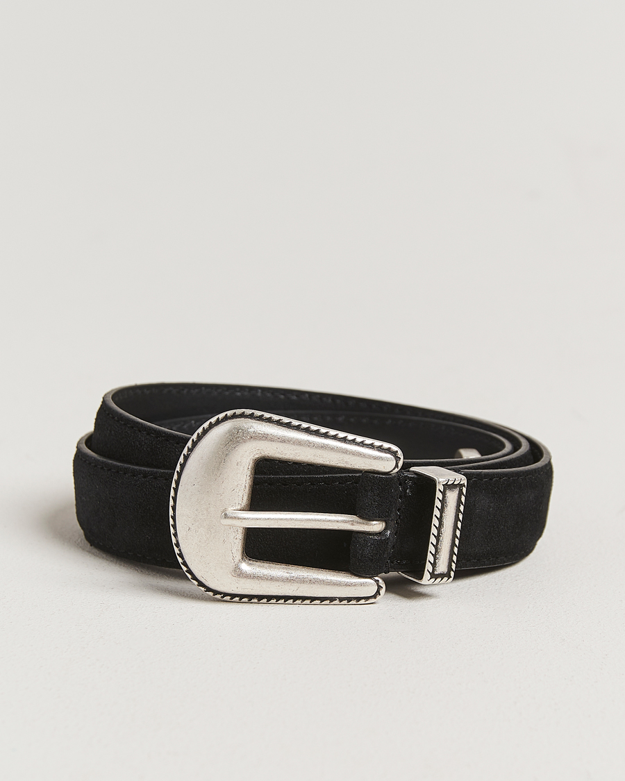 Herren | Gürtel | Anderson's | Western Suede Belt 2,5 cm Black