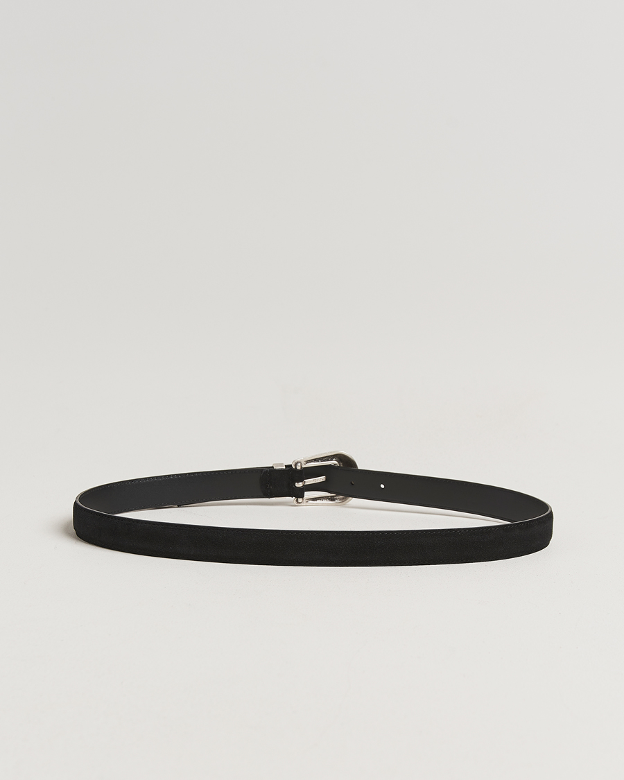 Herren | Gürtel | Anderson's | Western Suede Belt 2,5 cm Black