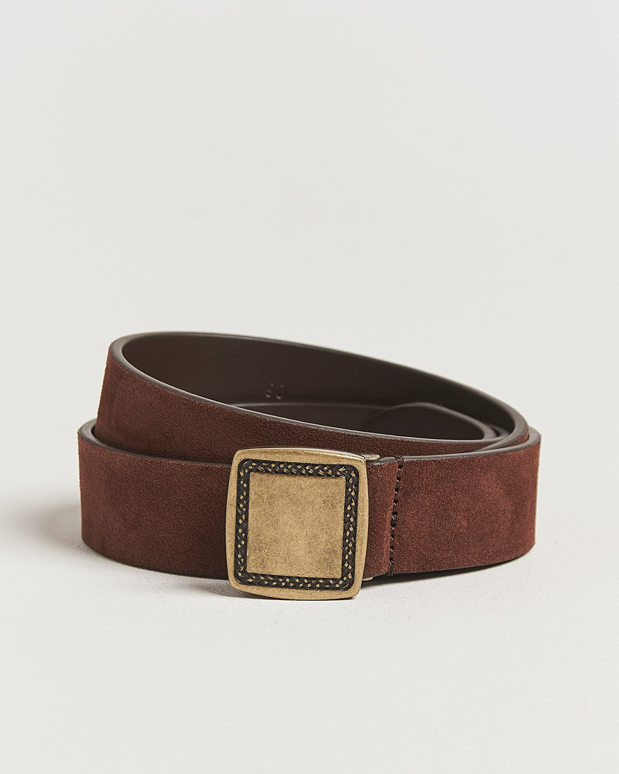 Herren | Gürtel | Anderson's | Suede Buckle Belt 3cm Dark Brown