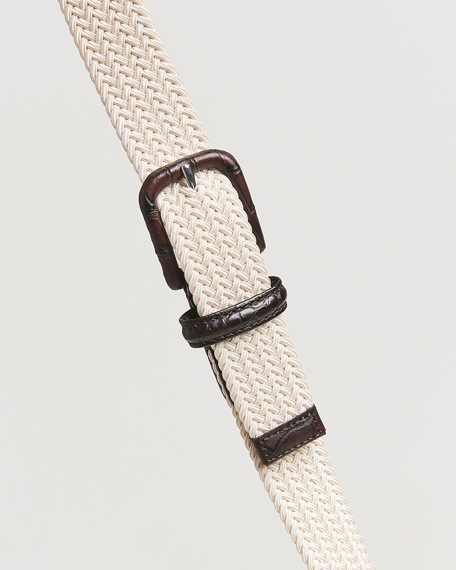 Herren | Gürtel | Anderson's | Stretch Woven Leather Buckle 3 cm Belt Off White