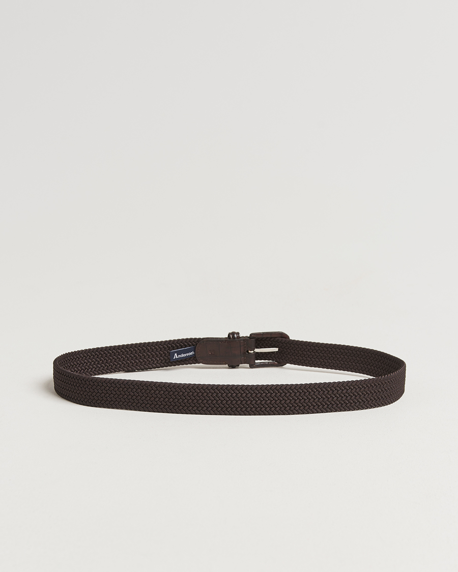 Herren | Gürtel | Anderson's | Stretch Woven Leather Buckle 3 cm Belt Brown