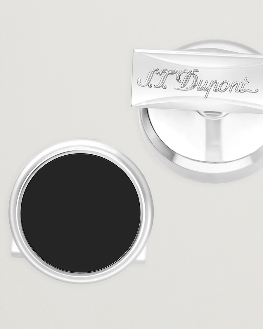 Herren | Manschettenknöpfe | S.T. Dupont | Cufflink Round Black/Pall Silver
