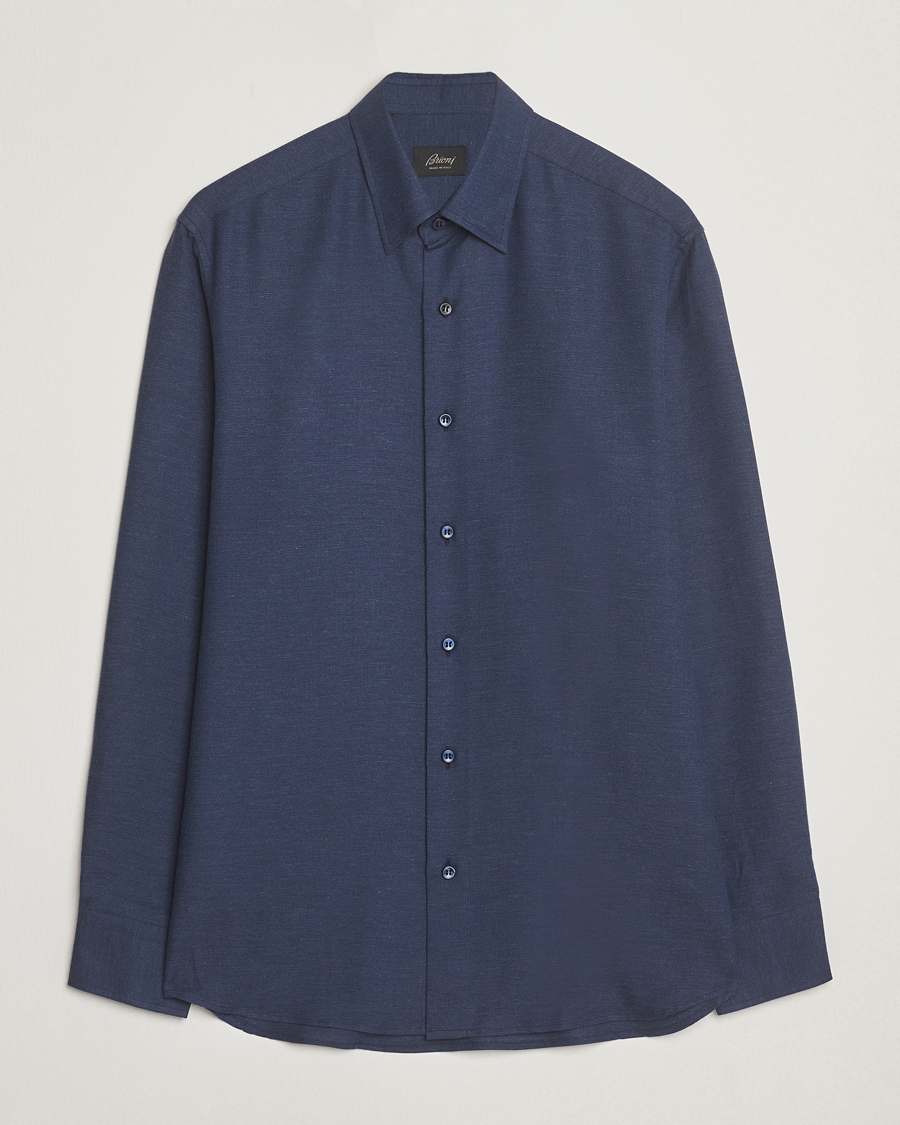 Herren | Hemden | Brioni | Cotton/Cashmere Flannel Shirt Navy