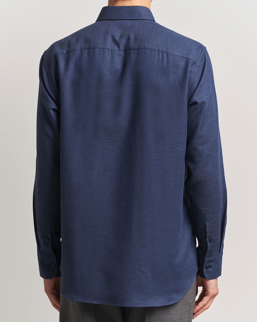 Herren | Hemden | Brioni | Cotton/Cashmere Flannel Shirt Navy