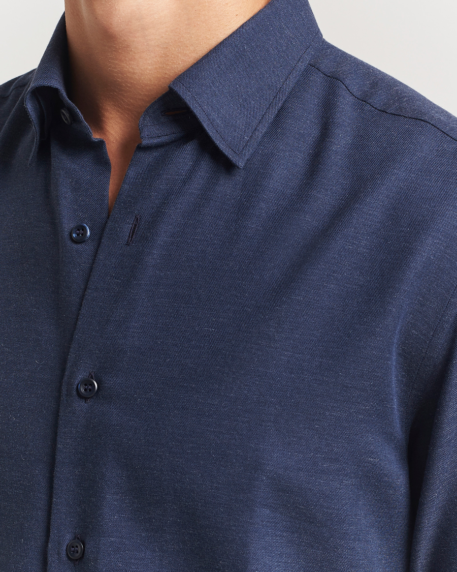 Herren | Hemden | Brioni | Cotton/Cashmere Flannel Shirt Navy
