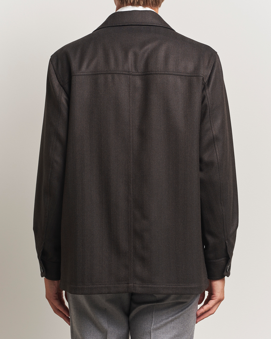 Herren | Jacken | Brioni | Herringbone Hunting Jacket Dark Brown