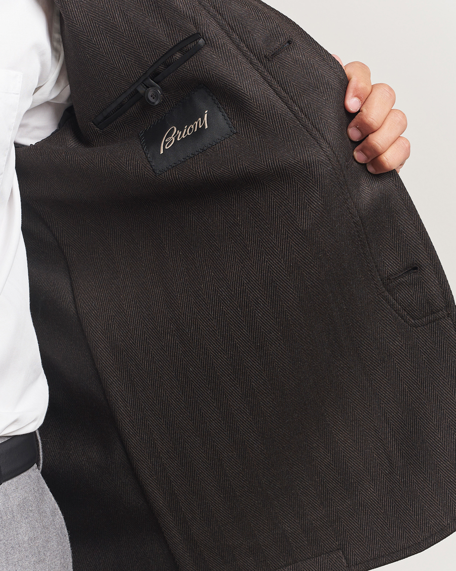Herren | Jacken | Brioni | Herringbone Hunting Jacket Dark Brown