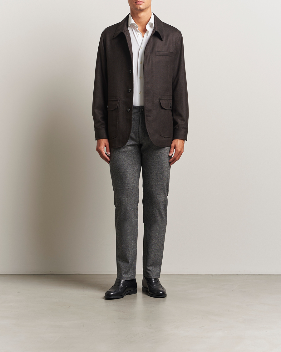 Herren | Hosen | Brioni | 5-Pocket Flannel Pants Grey Melange