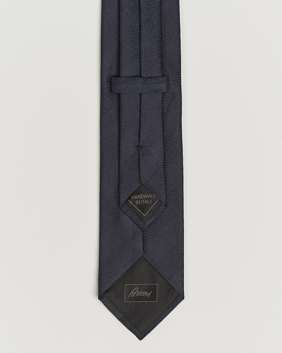 Herren | Krawatten | Brioni | Herringbone Silk Tie Navy