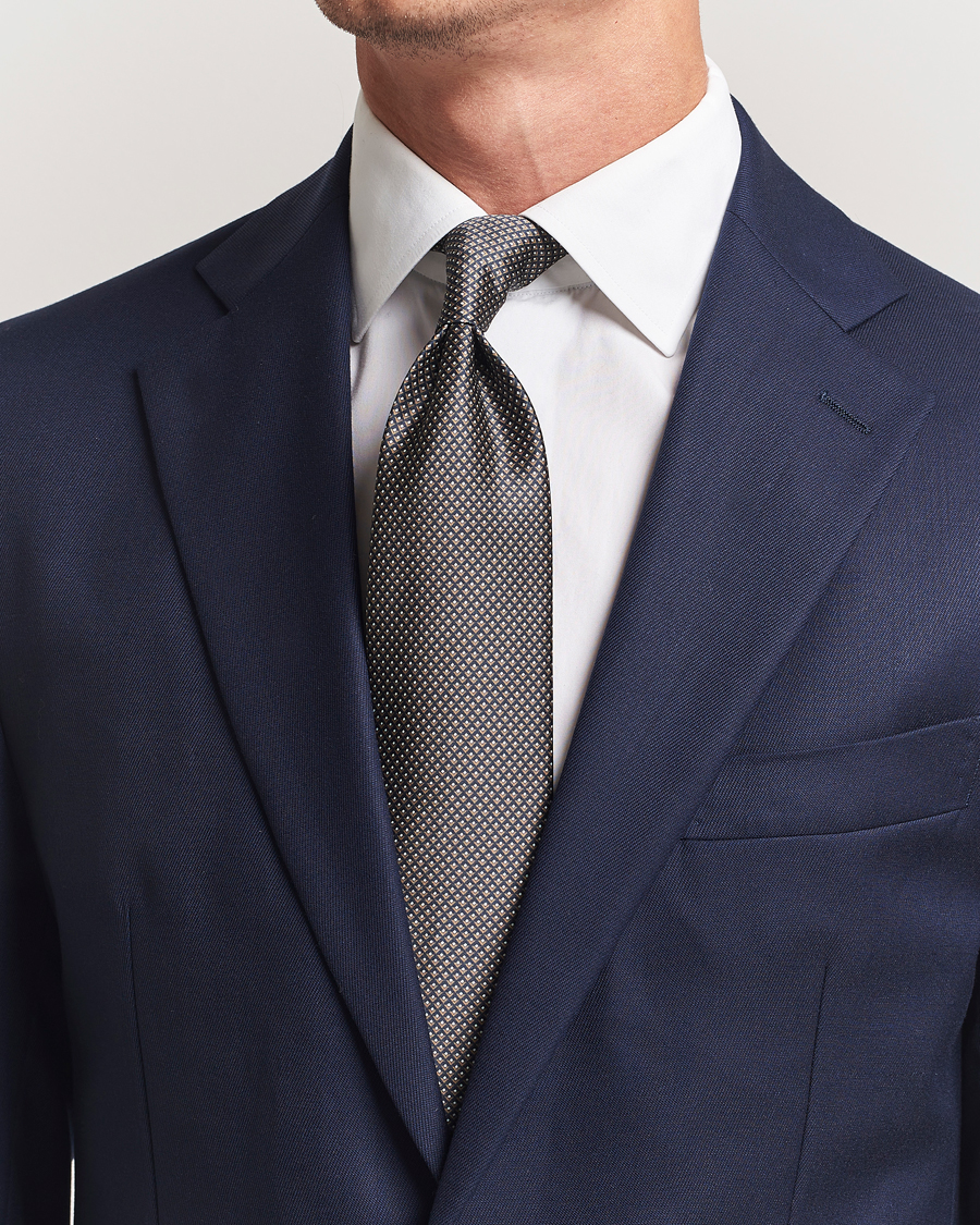 Herren | Krawatten | Brioni | Printed Silk Tie Antracite