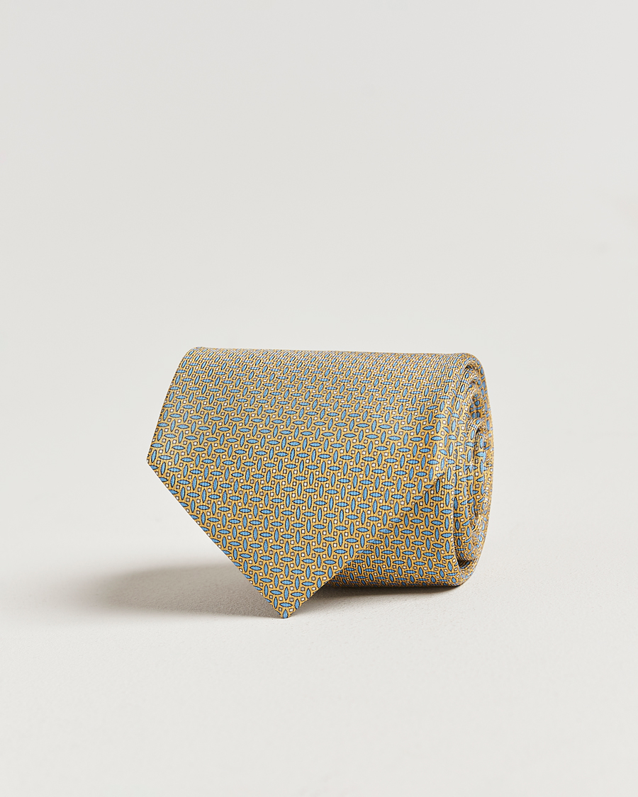 Herren | Krawatten | Brioni | Printed Silk Tie Yellow