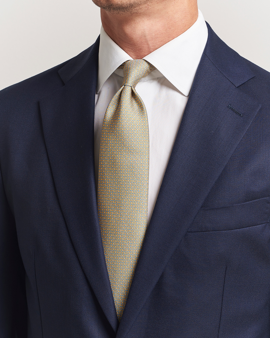 Herren | Krawatten | Brioni | Printed Silk Tie Yellow