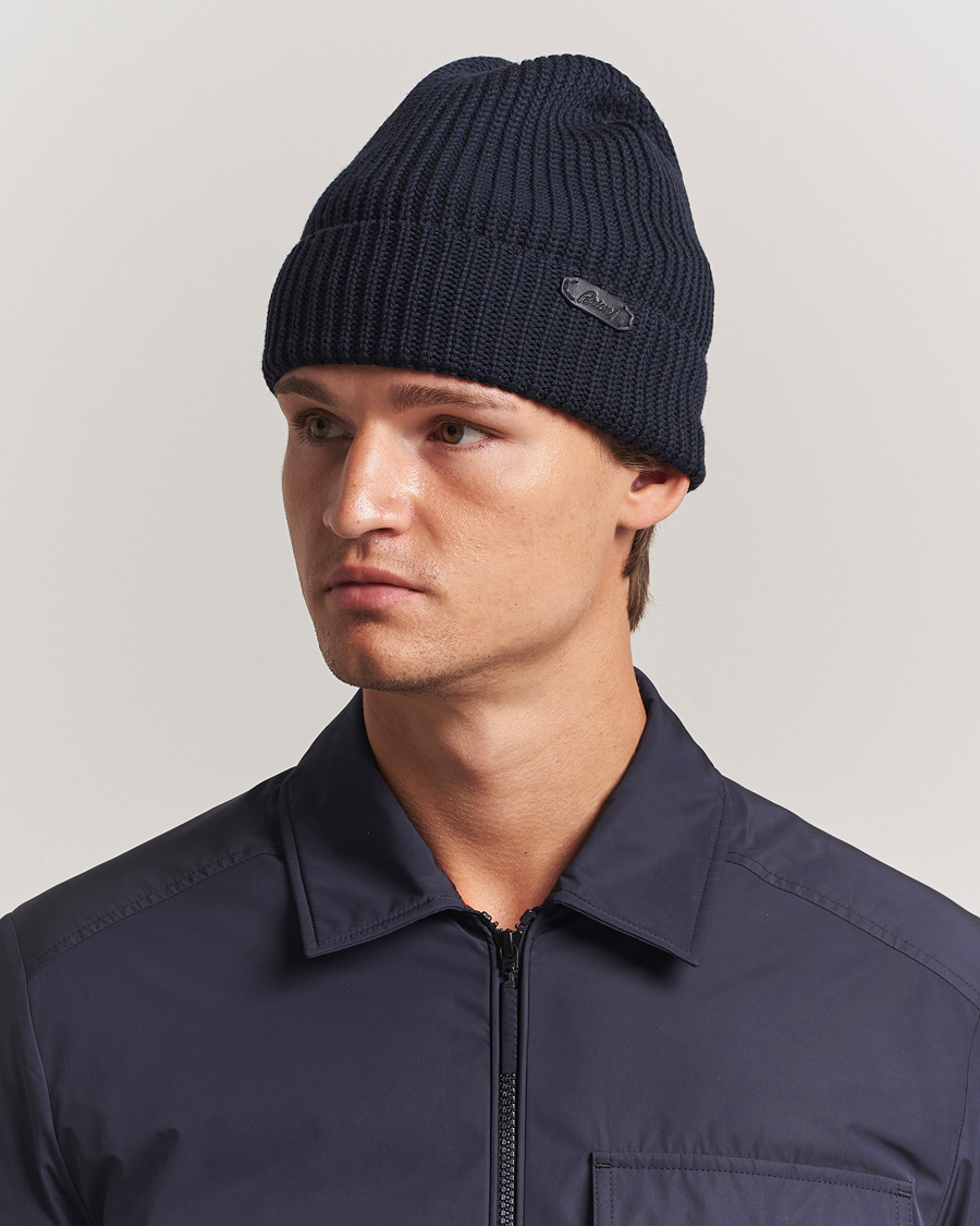 Herren | Mützen | Brioni | Rib Wool Beanie Navy