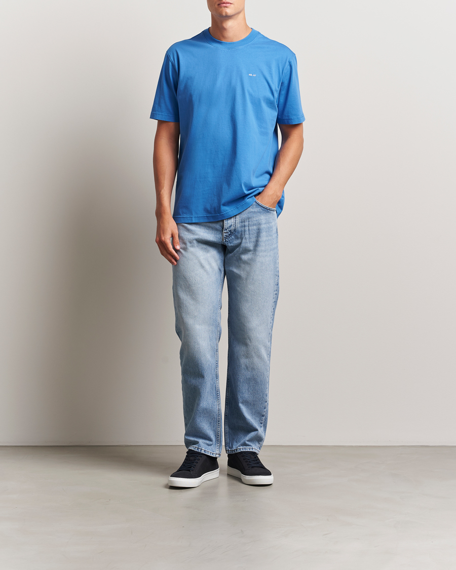 Herren | T-Shirts | NN07 | Adam Logo Crew Neck T-Shirt Blue Quartz