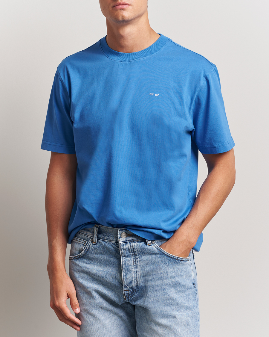 Herren | T-Shirts | NN07 | Adam Logo Crew Neck T-Shirt Blue Quartz