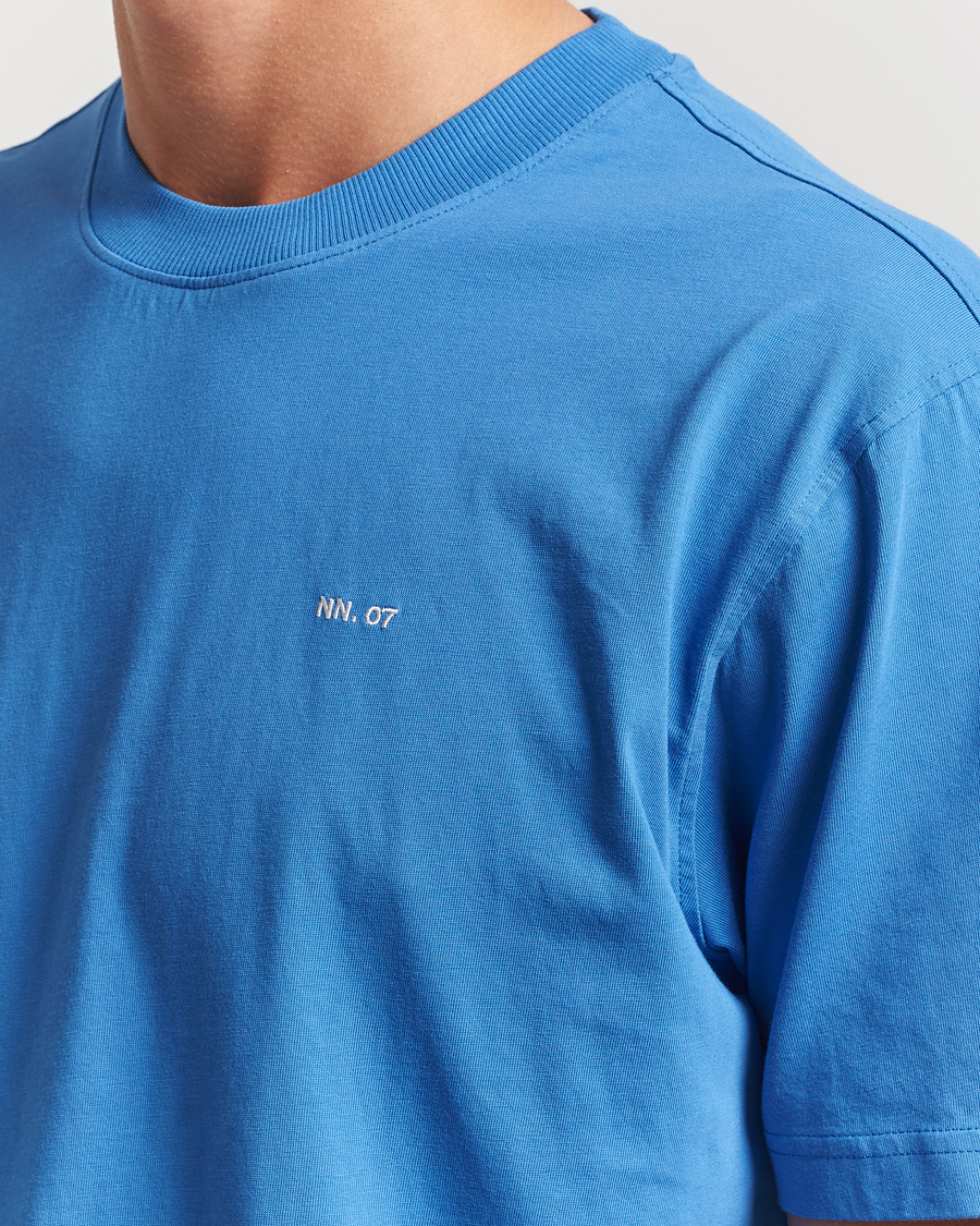 Herren | T-Shirts | NN07 | Adam Logo Crew Neck T-Shirt Blue Quartz