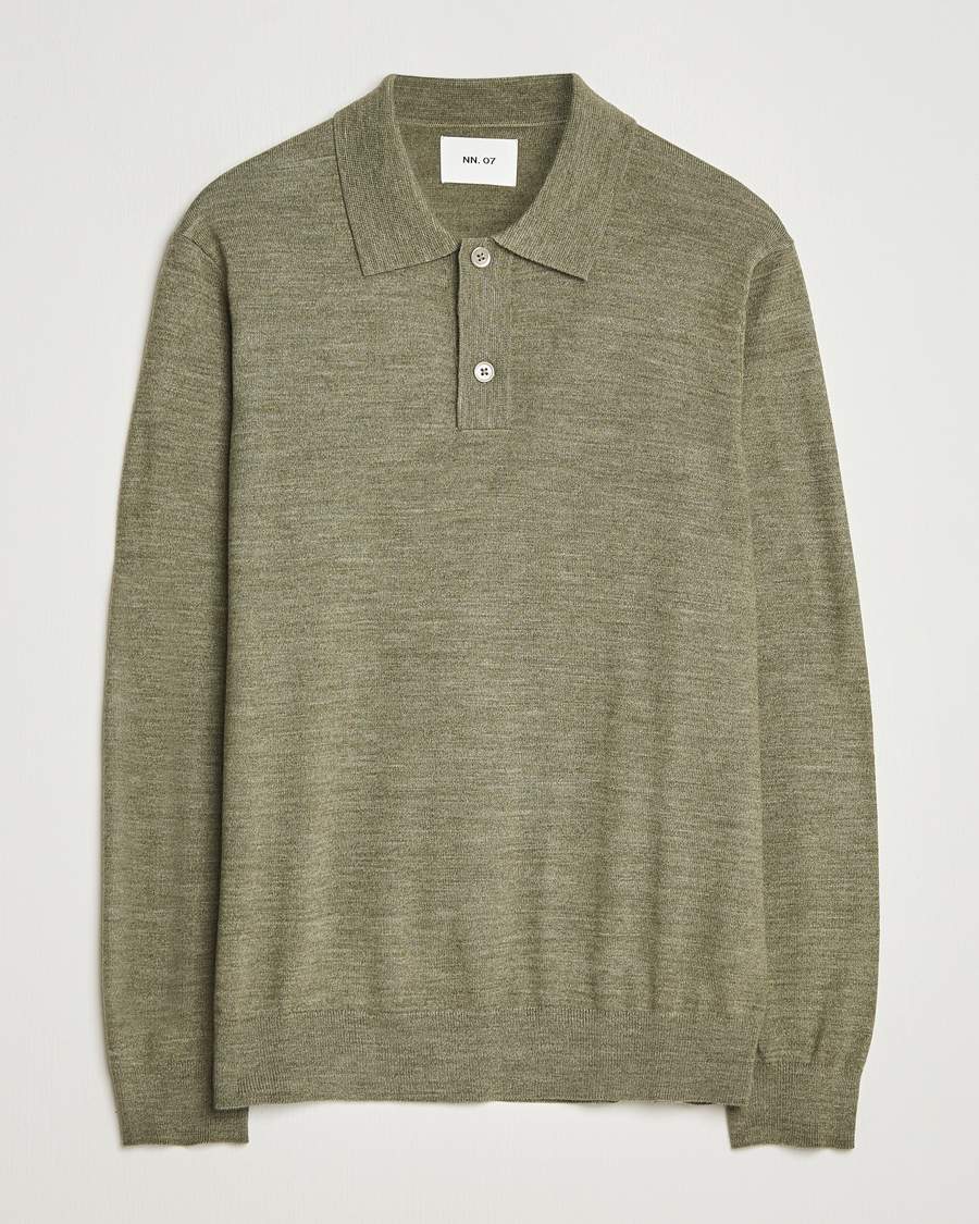 Herren | Pullover | NN07 | Serge Wool Knitted Polo Capers Green