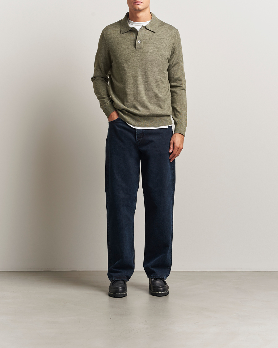 Herren | Pullover | NN07 | Serge Wool Knitted Polo Capers Green