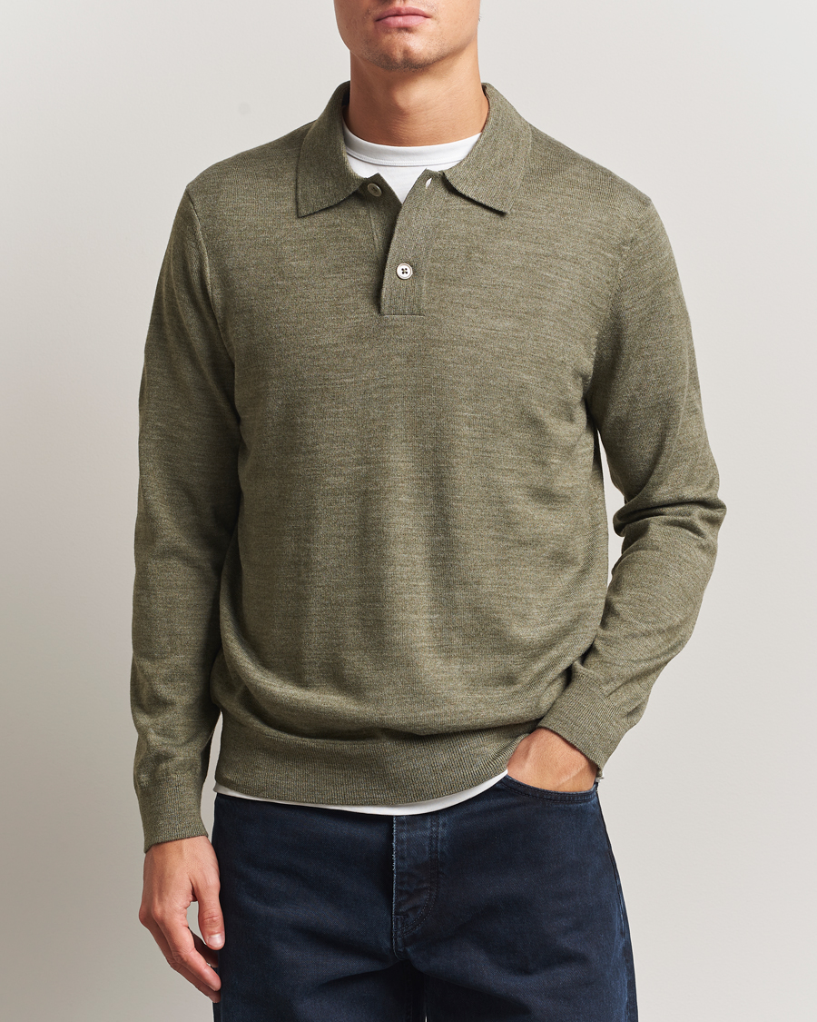 Herren | Pullover | NN07 | Serge Wool Knitted Polo Capers Green