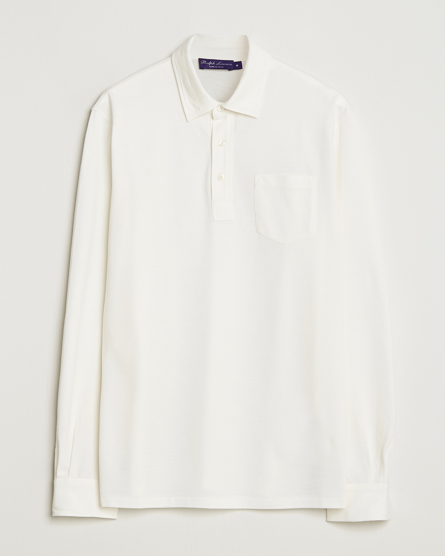 Herren | Poloshirts | Ralph Lauren Purple Label | Cotton/Cashmere Long Sleeve Polo Cream