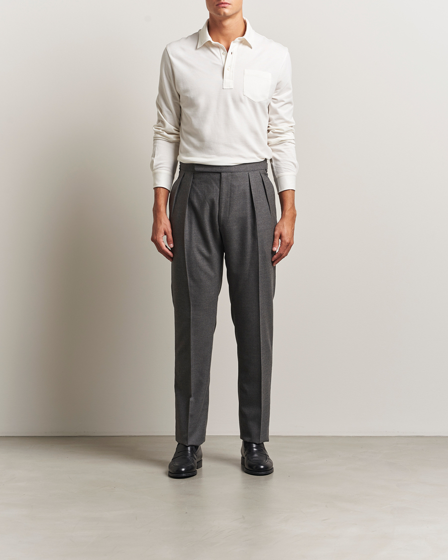 Herren | Poloshirts | Ralph Lauren Purple Label | Cotton/Cashmere Long Sleeve Polo Cream